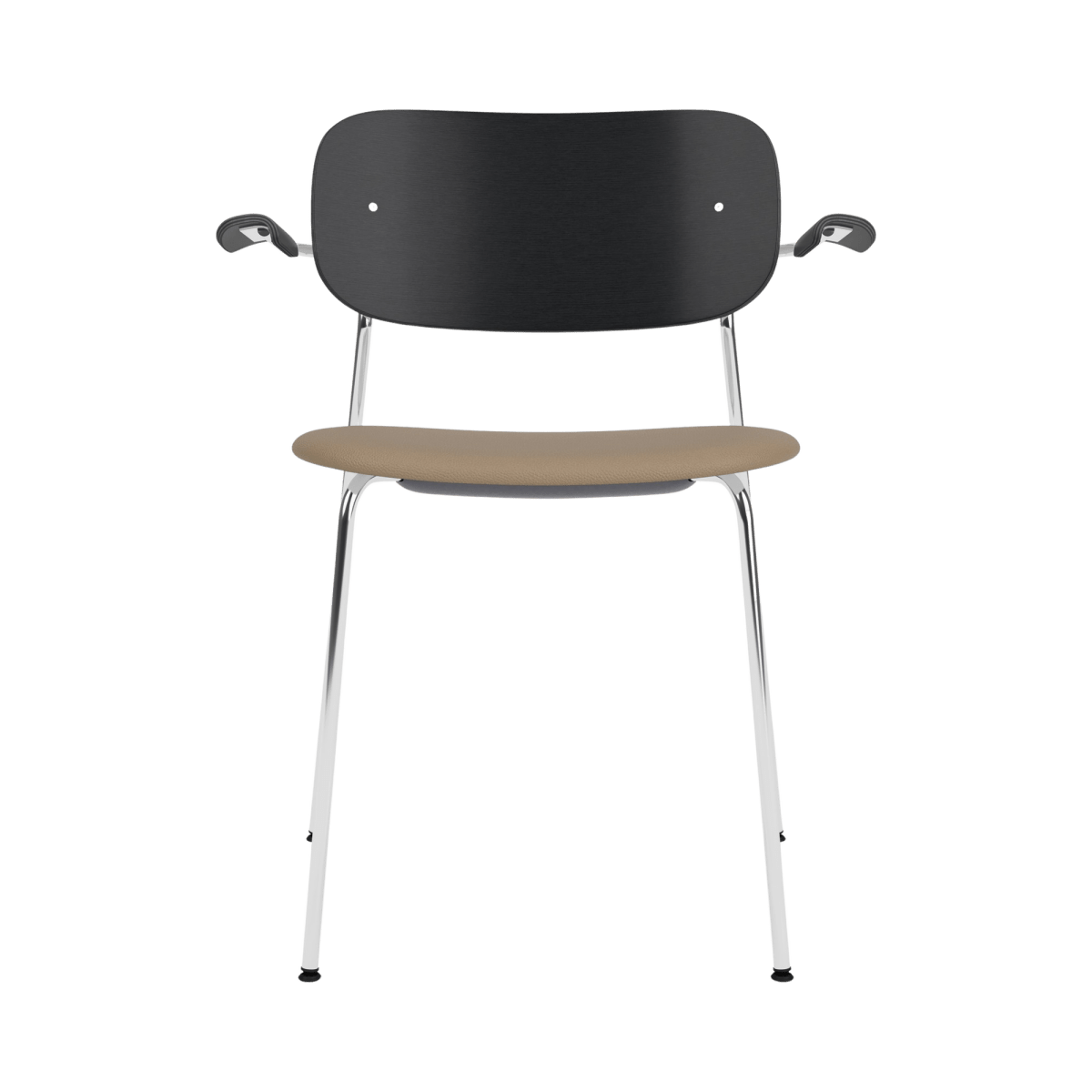 Audo Co Dining Chair, With Arms, Partially Upholstered – Chrome / Black Oak / 1611/Sierra