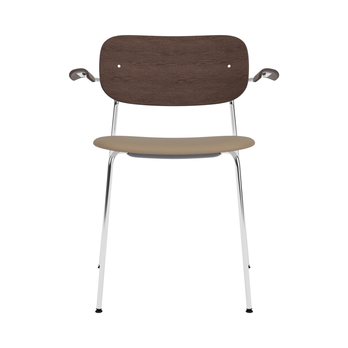 Audo Co Dining Chair, With Arms, Partially Upholstered – Chrome / Dark Stained Oak / 1611/Sierra