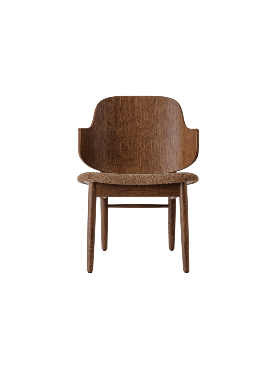 Audo The Penguin Wooden Lounge Chair, Upholstered – Seat Upholstered / Red Stained Oak / Logan Nutmeg
