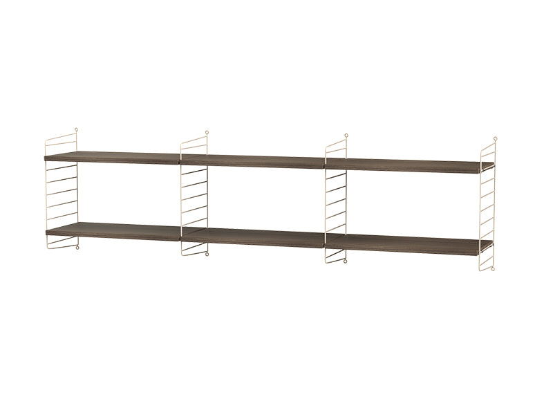 String Furniture Living Room Bundle L O in Walnut shelves and beige panels