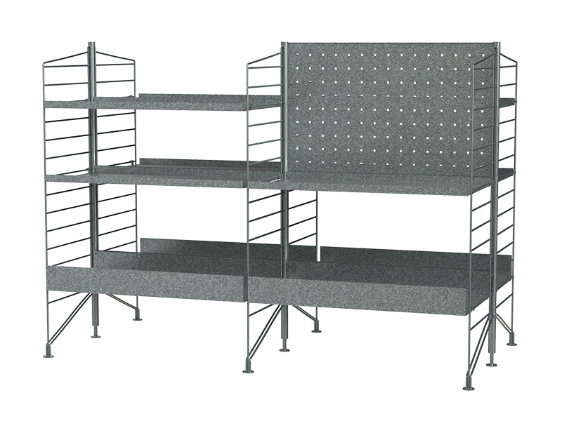 String Furniture Outdoor Bundle O L in Galvanized shelves and galvanized panels