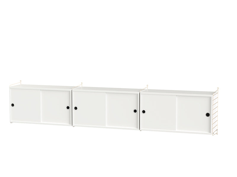 String Furniture Living Room Bundle L D in White shelves and beige panels
