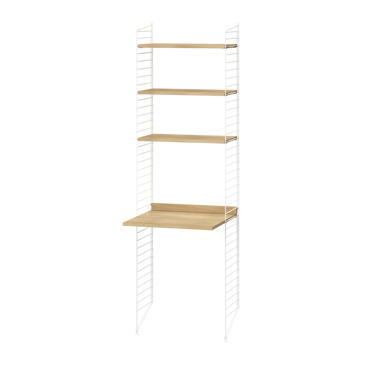 String Furniture Workspace Bundle W J in Oak shelves and White panels