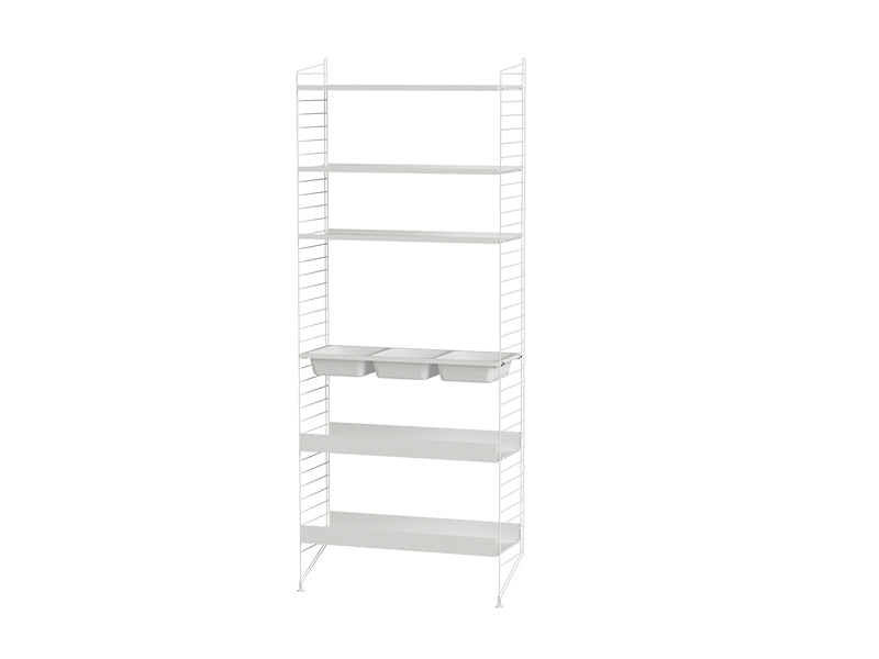 String Furniture Bathroom Bundle B L in White shelves and white panels