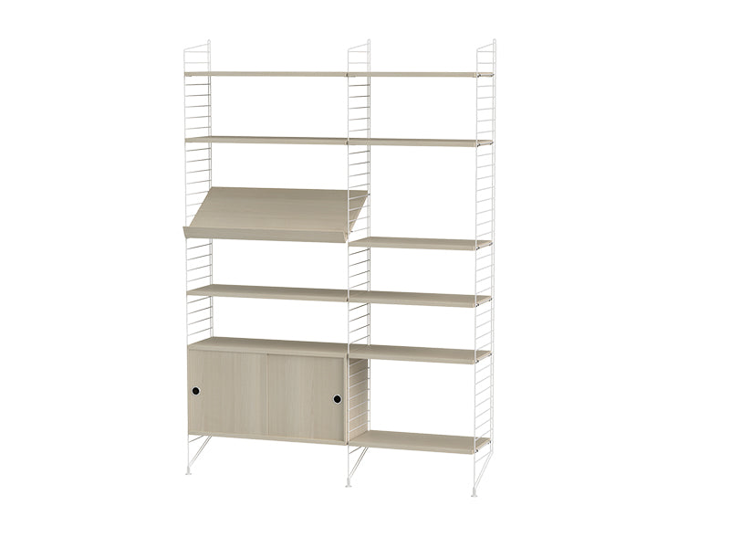 String Furniture Living Room Bundle L H in Ash shelves and white panels