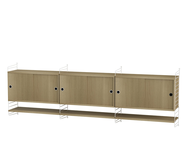 String Furniture Living Room Bundle L E in Oak shelves and white panels