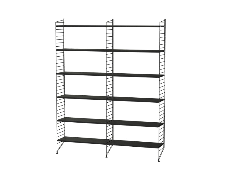 String Furniture Living Room Bundle L A in Black stained ash shelves and black panels