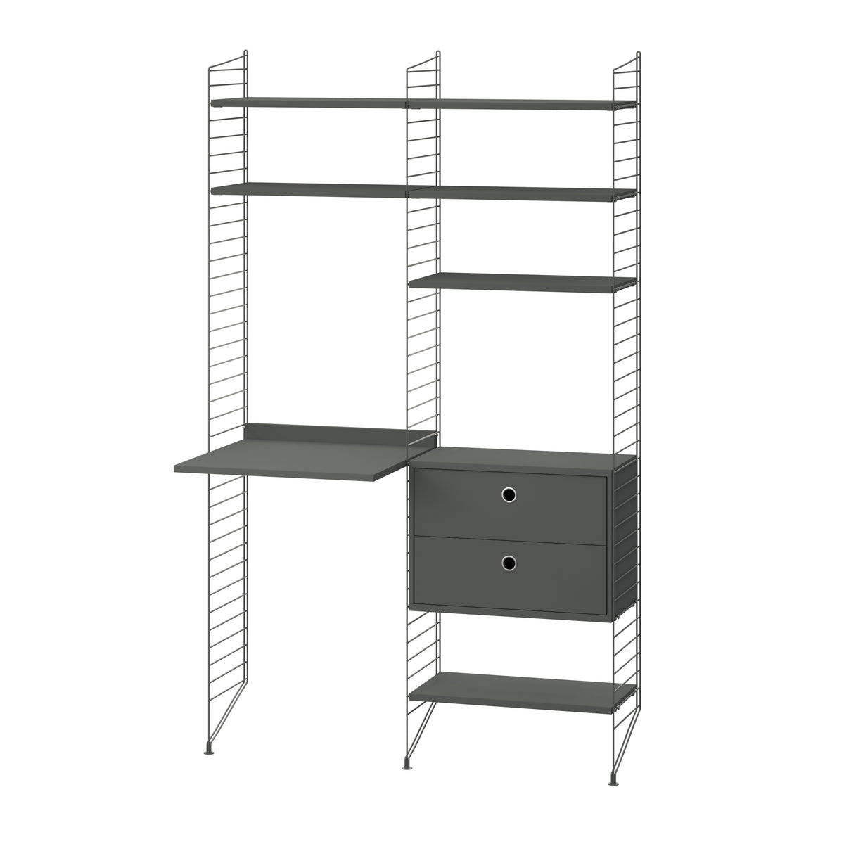 String Furniture Workspace Bundle W K in Dark grey shelves and Dark grey panels