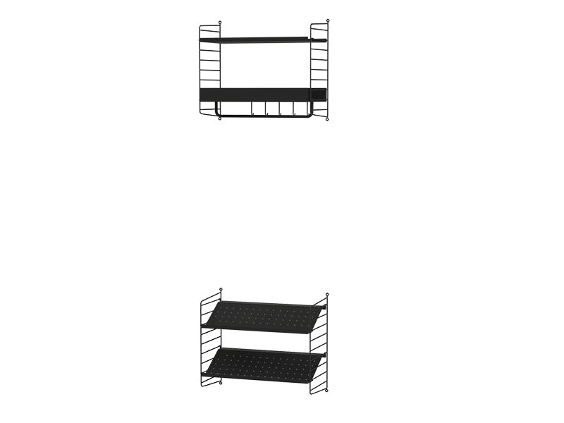 String Furniture Hallway Bundle H E in Black shelves and black panels