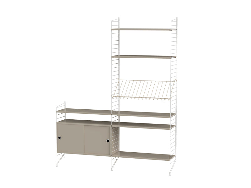 String Furniture Living Room Bundle L K in Beige shelves and white panels