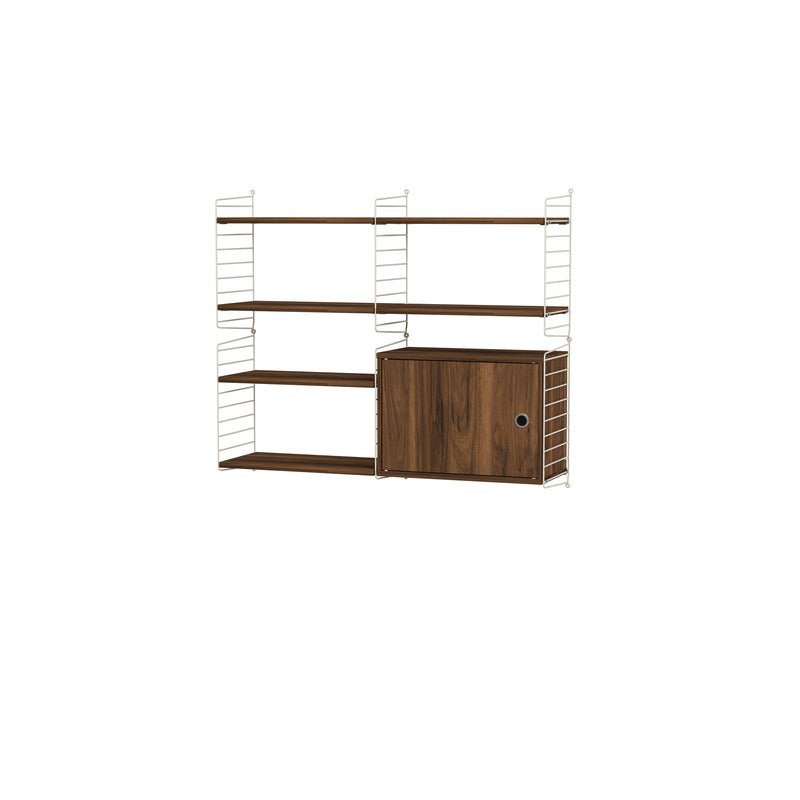 String Furniture Living Room Bundle L R in Walnut shelves and beige panels