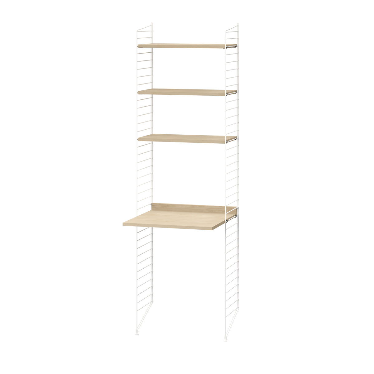 String Furniture Workspace Bundle W J in Ash shelves and White panels