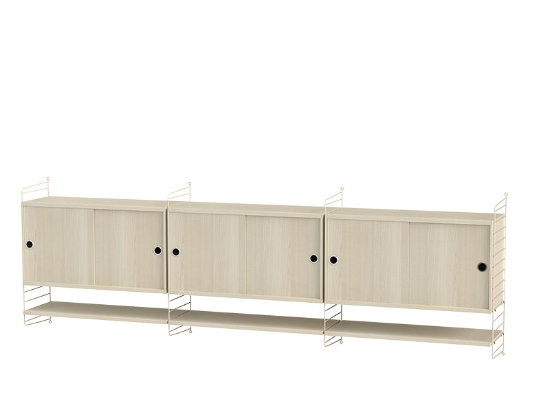 String Furniture Living Room Bundle L E in Ash shelves and beige panels