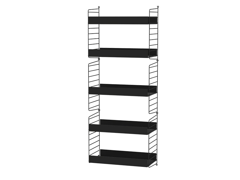 String Furniture Living Room Bundle L B in Black shelves and black panels