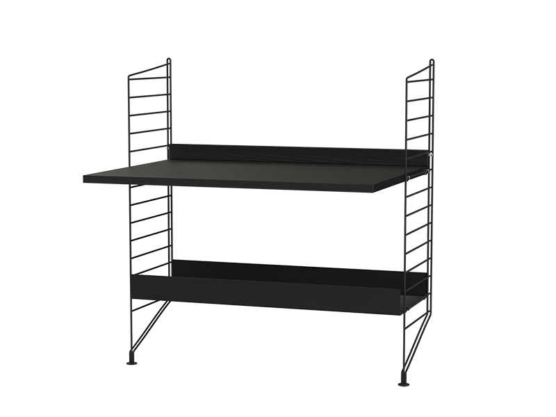 String Furniture Kids Room Bundle C A in Black stained ash shelves and black panels