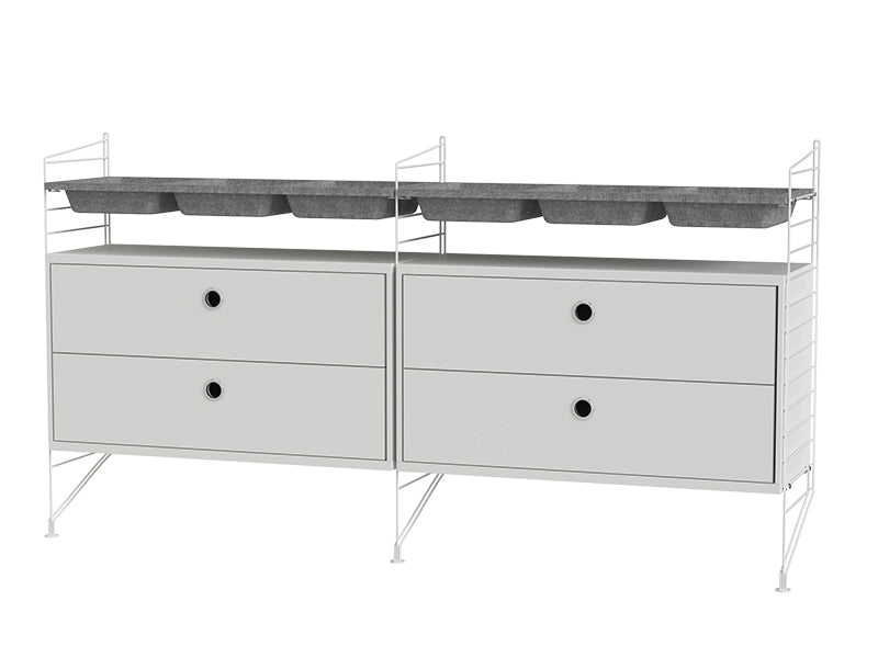 String Furniture Bedroom Bundle S G in White shelves and white panels
