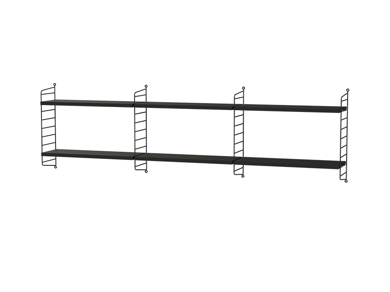 String Furniture Bedroom Bundle S E in Black stained ash shelves and black panels