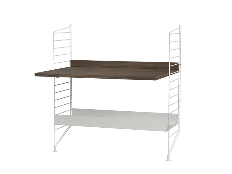 String Furniture Kids Room Bundle C A in Walnut shelves and white panels