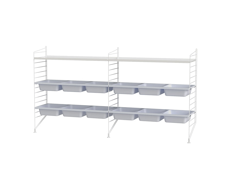 String Furniture Kids Room Bundle C F in White shelves and white panels