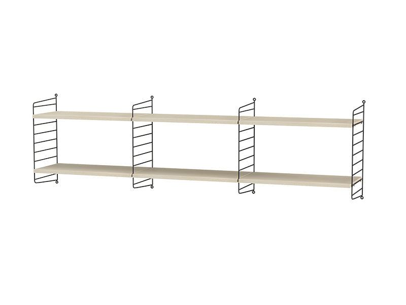 String Furniture Living Room Bundle L O in Ash shelves and black panels