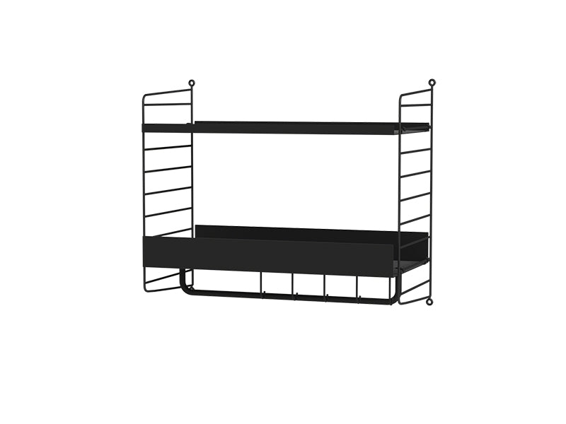 String Furniture Hallway Bundle H G in Black shelves and black panels