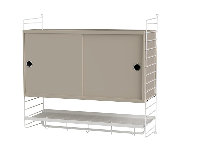 String Furniture Bedroom Bundle S F in Beige shelves and white panels