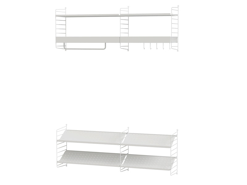String Furniture Hallway Bundle H H in White shelves and white panels