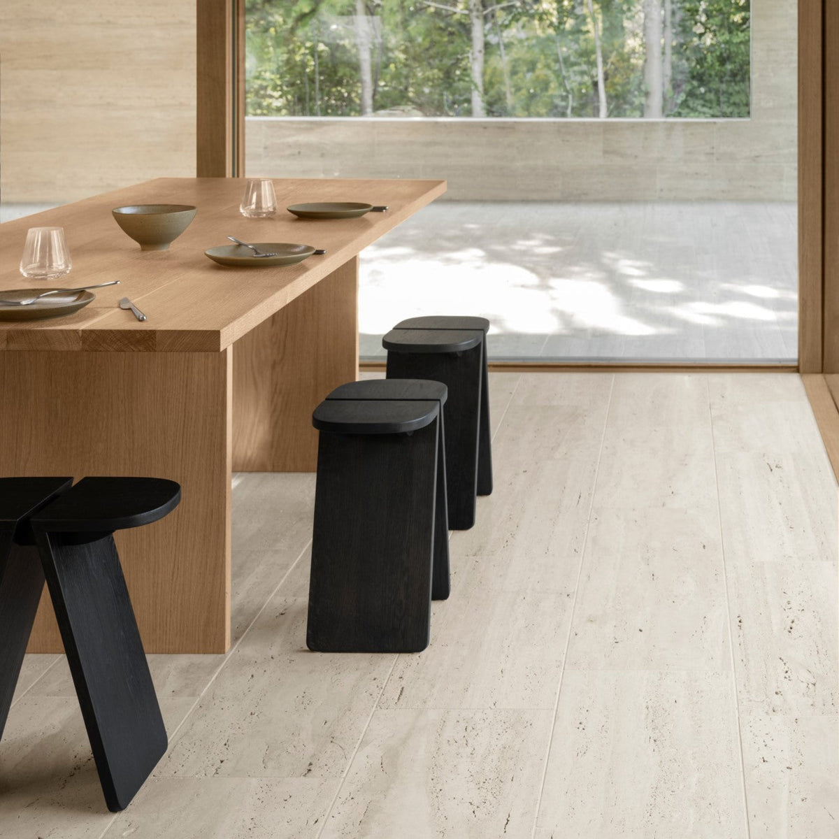 Blomus Avio Modern Solid Oak Side Table or Stool with Split Top Design - Scandinavian Minimalist Accent Table