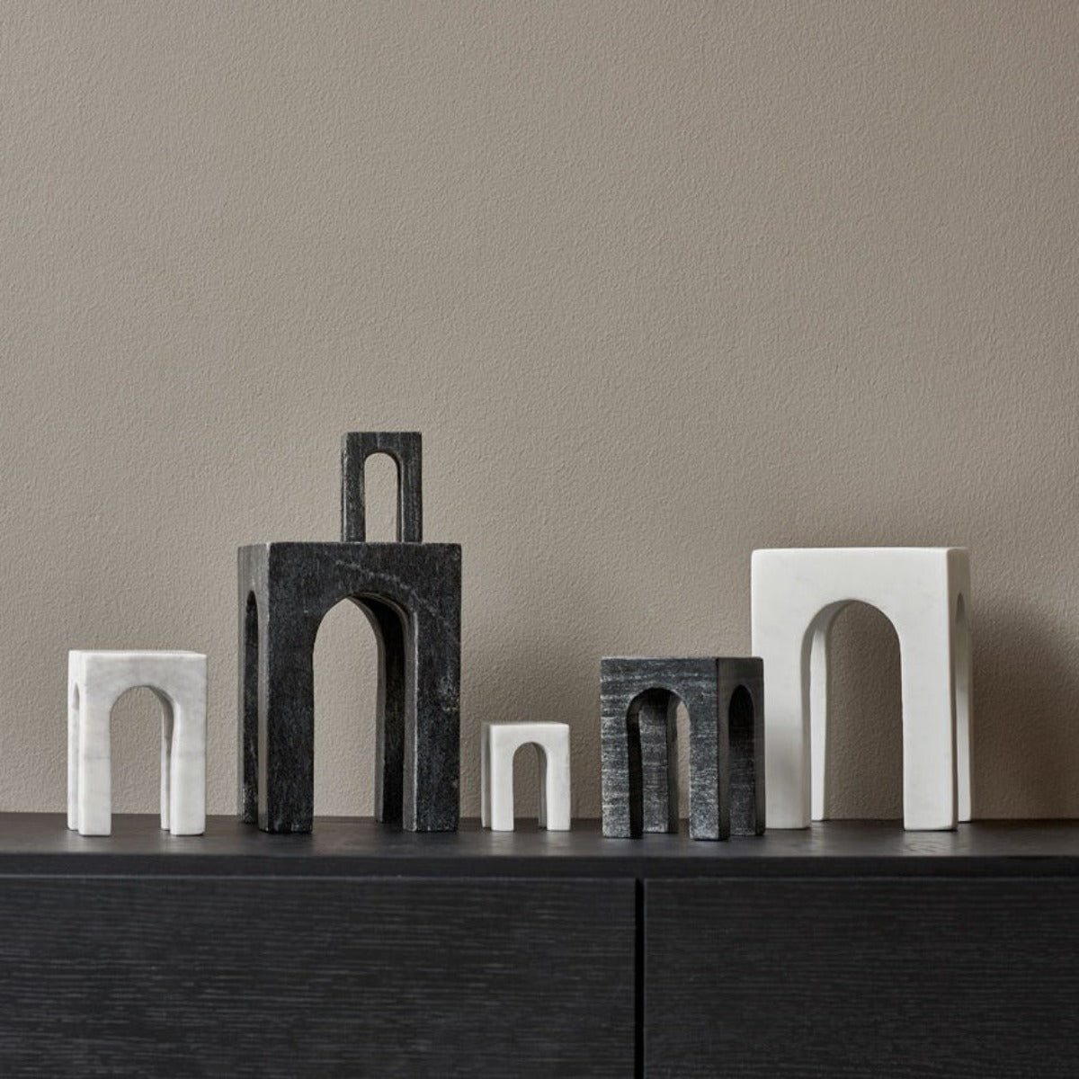 Gejst Arkis Bookends/Sculptures - Set of 3, Black Marble