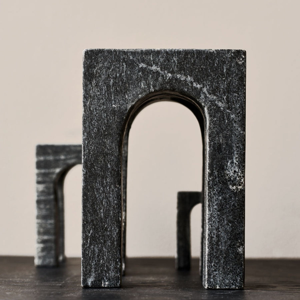 Gejst Arkis Bookends/Sculptures - Set of 3, Black Marble
