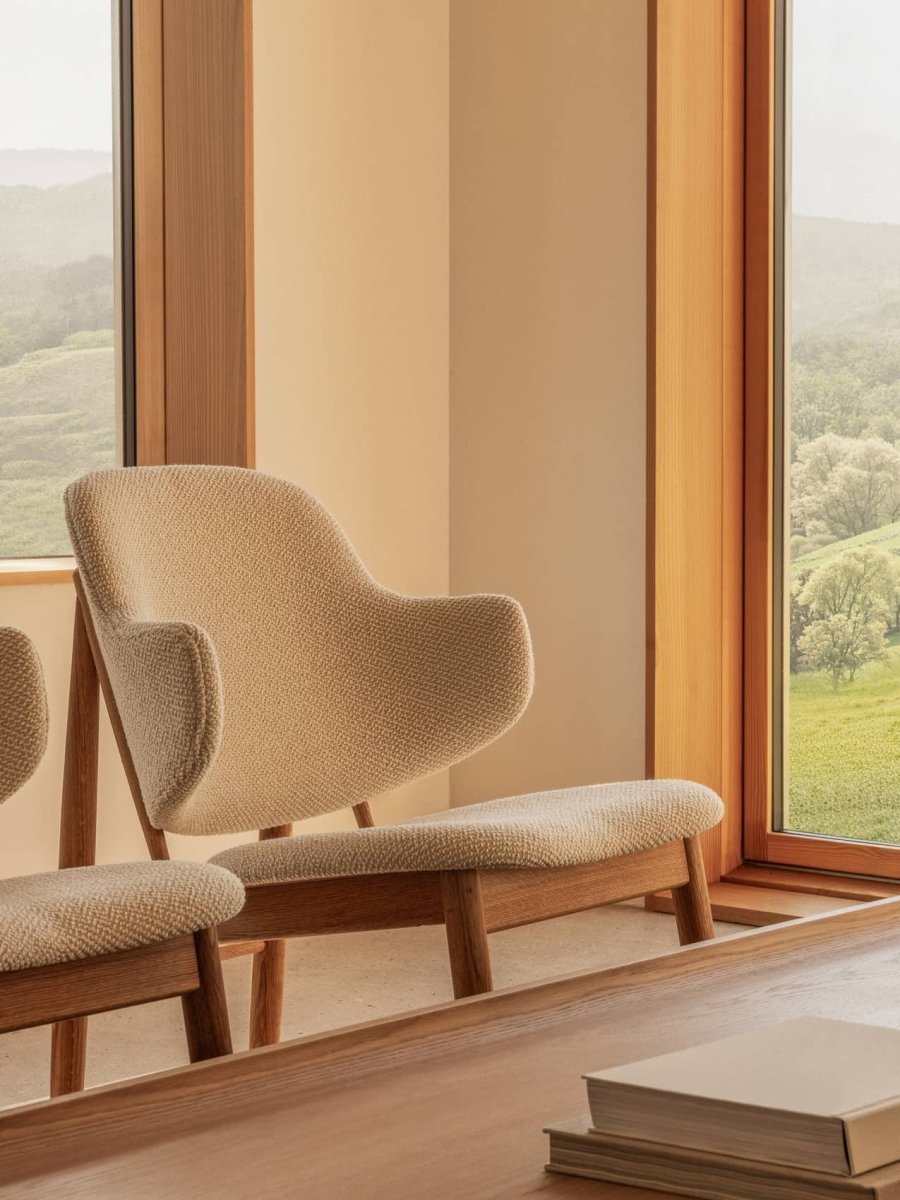Audo The Penguin Wooden Lounge Chair, Upholstered – lifestyle image