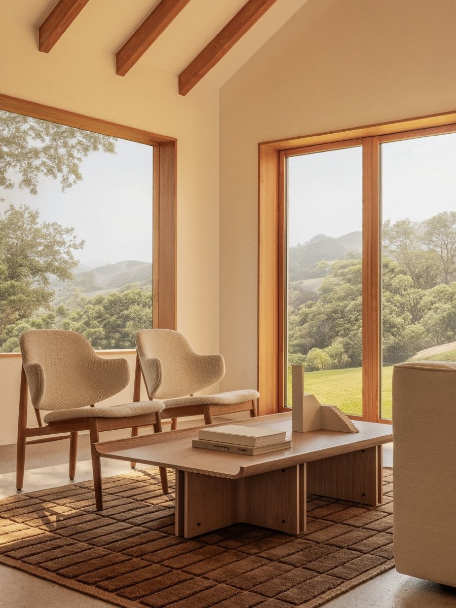 Audo The Penguin Wooden Lounge Chair, Upholstered – lifestyle image