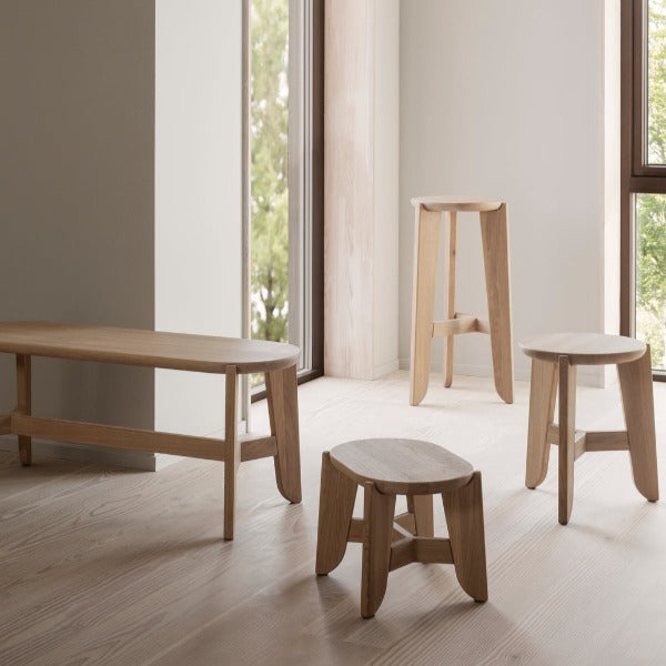 Blomus Eli Scandinavian Modern Natural Oak Bar Stool Accent Furnishing - Heirloom Quality