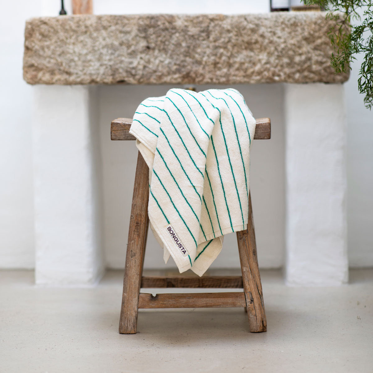 Bongusta Naram Towels - Pure White and Grass