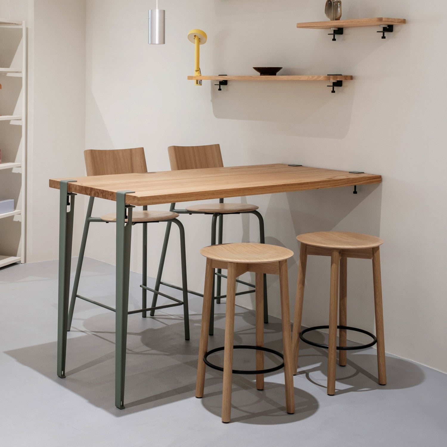 TIPTOE wall-mounted high table - reclaimed wood