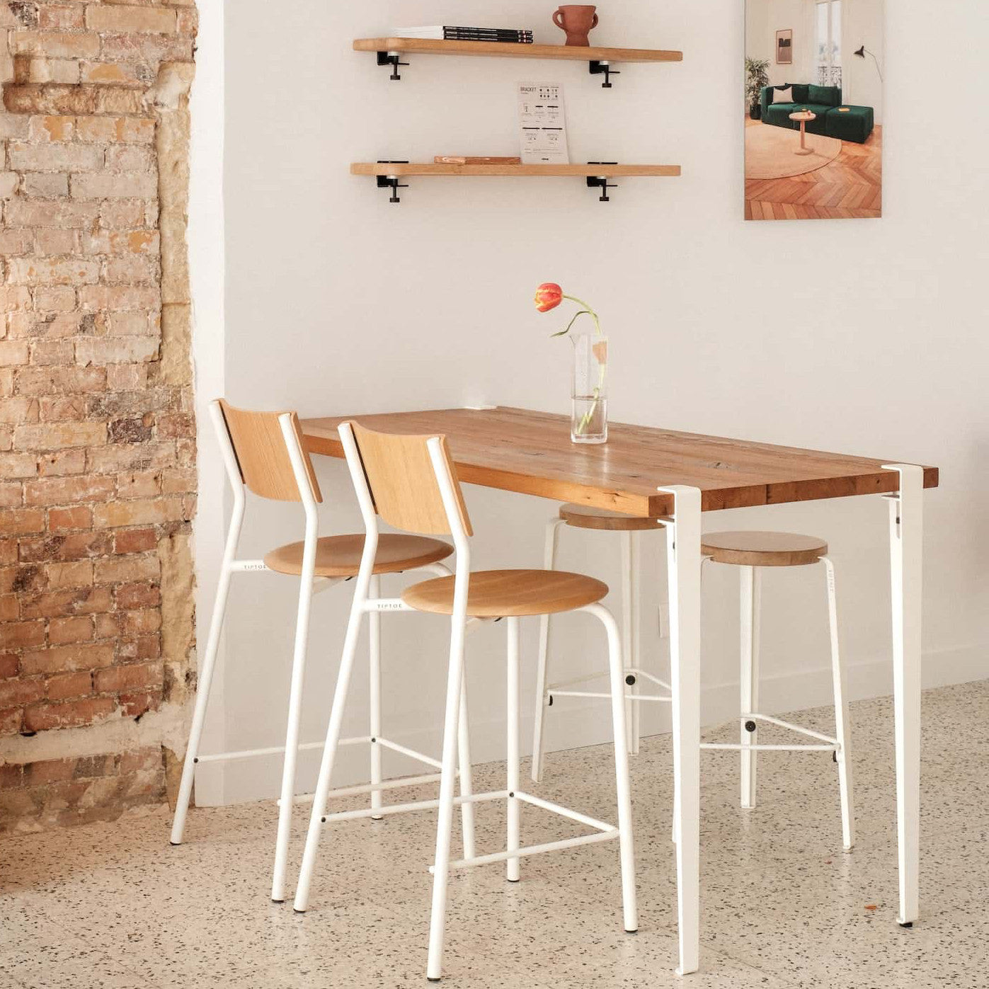 TIPTOE wall-mounted high table - reclaimed wood