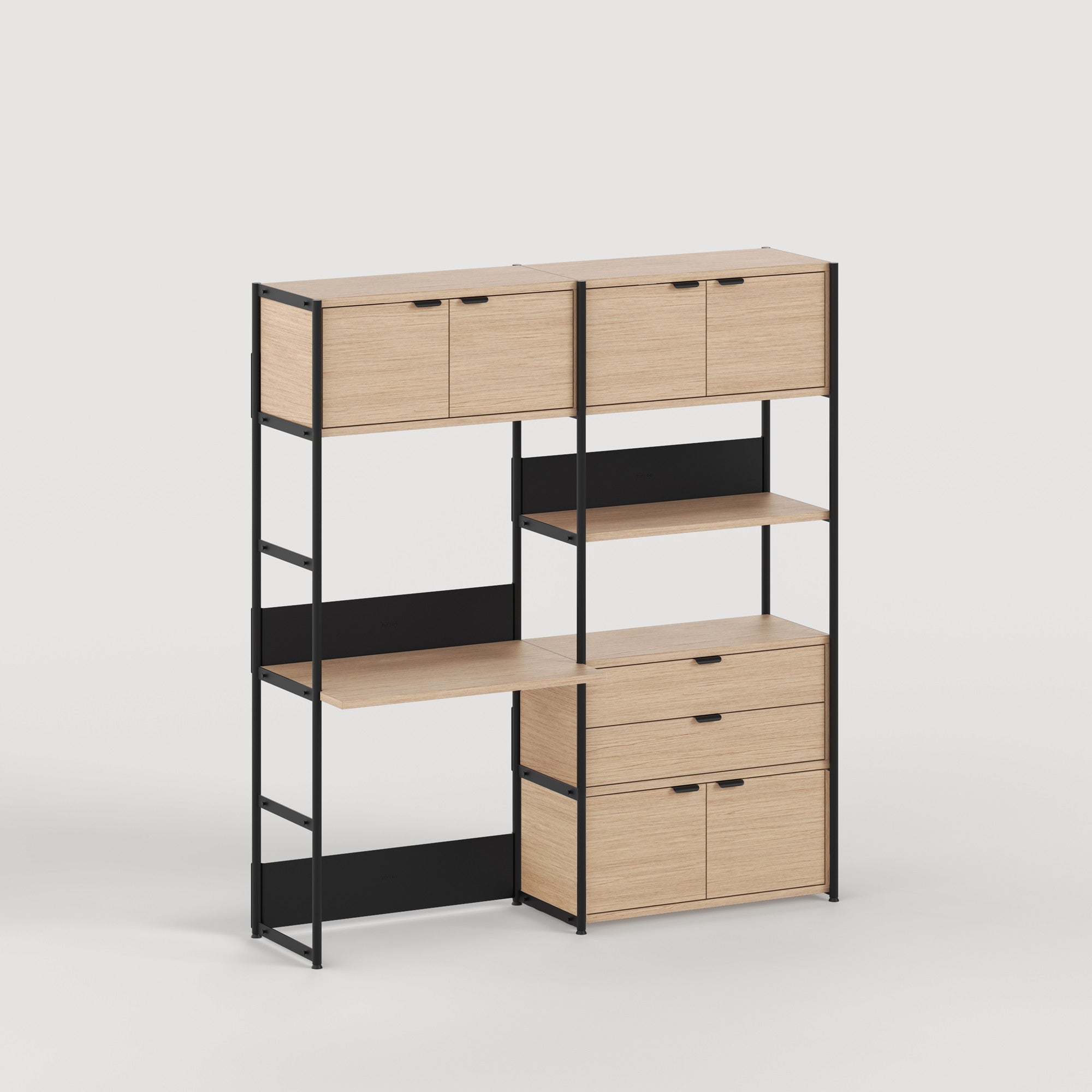 TIPTOE UNIT desk shelf - H180 to 215 x W164cm - eco-certified wood