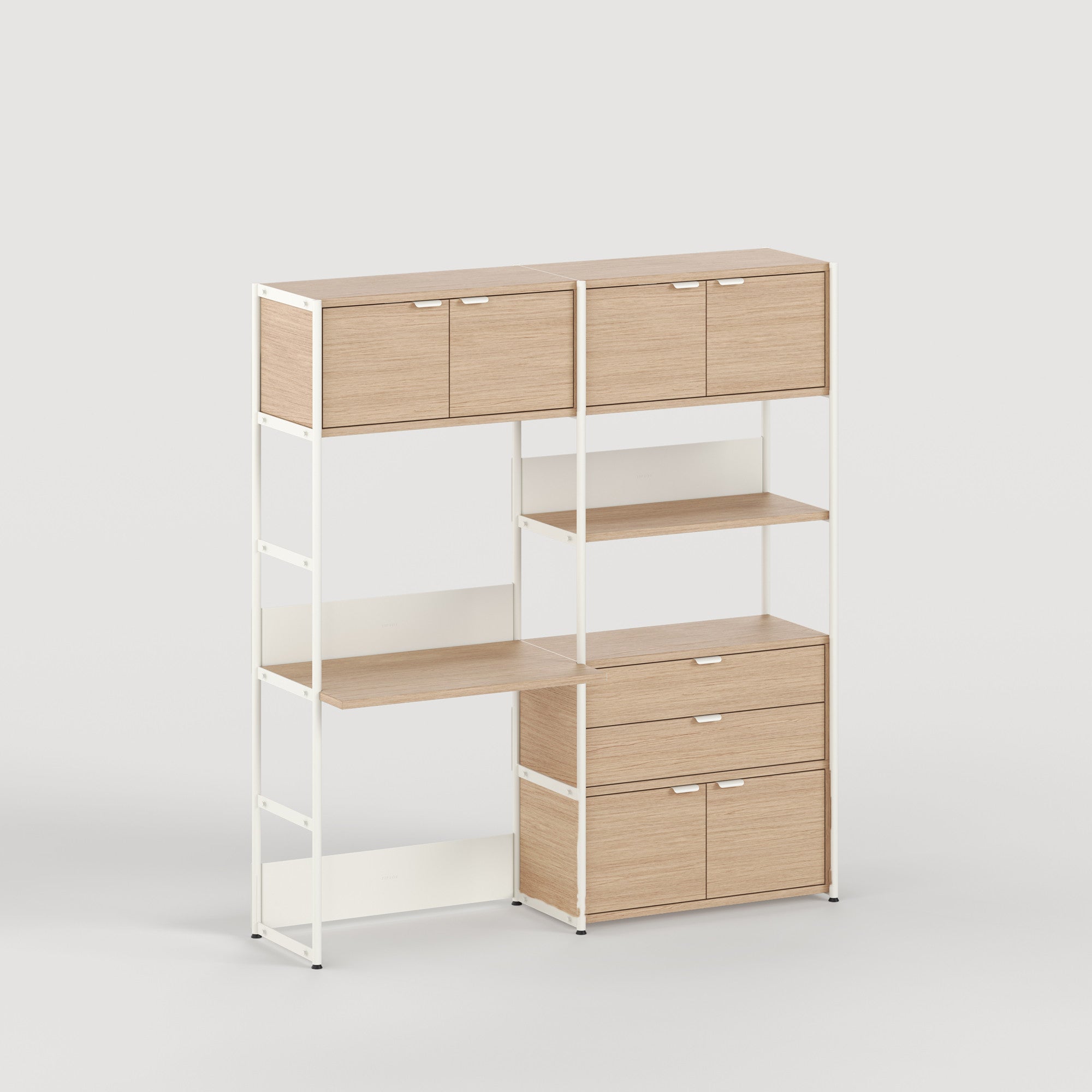 TIPTOE UNIT desk shelf - H180 to 215 x W164cm - eco-certified wood