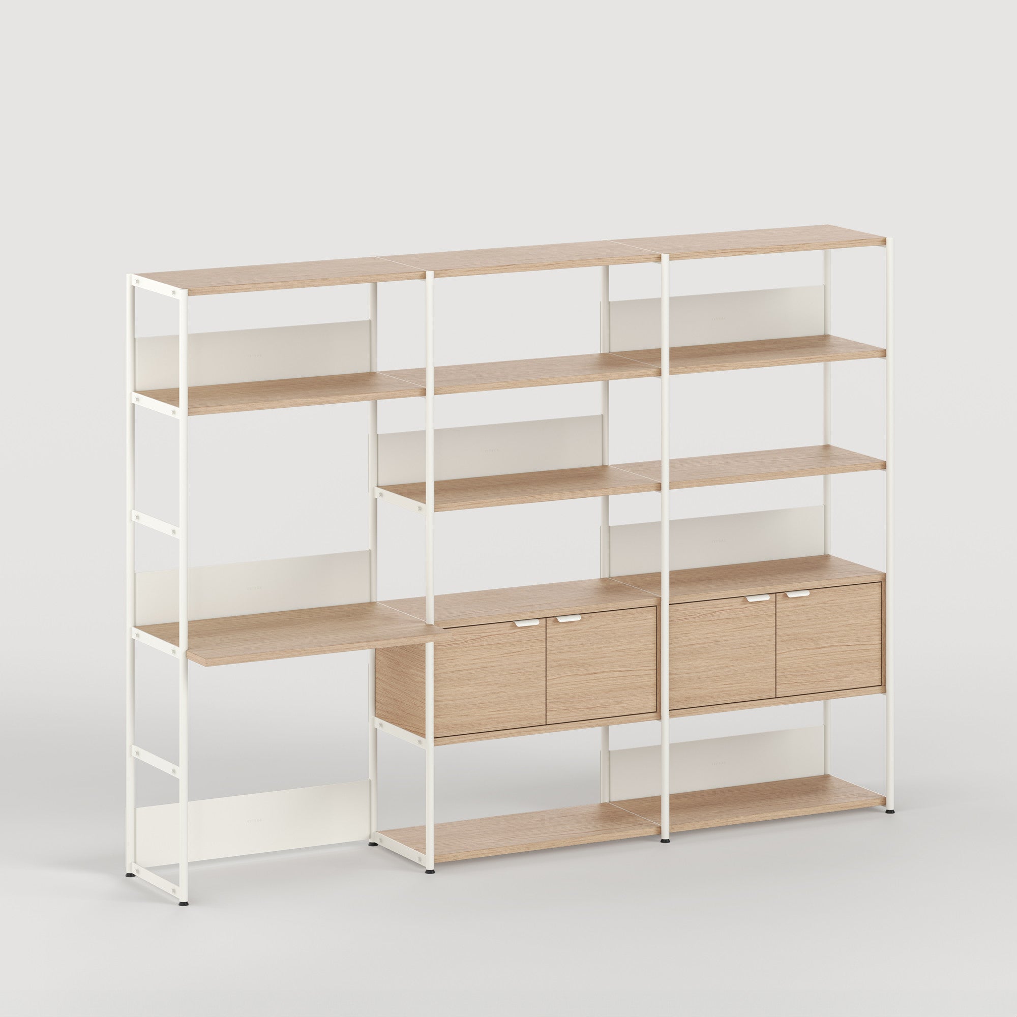TIPTOE UNIT desk shelf - H180 to 215 x W244cm - eco-certified wood