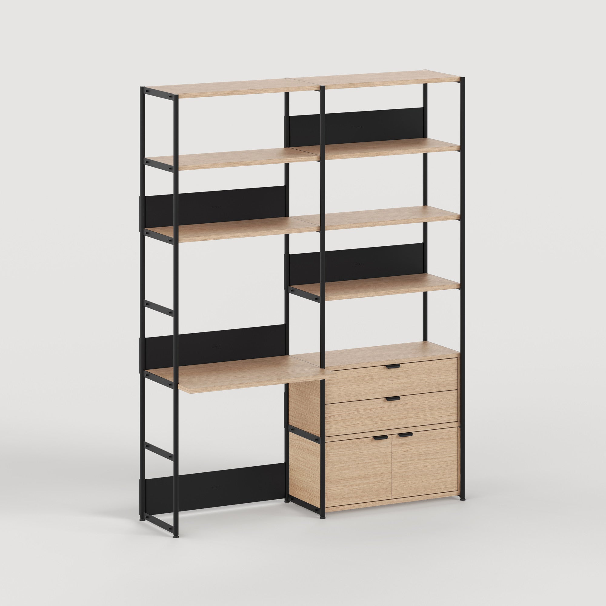 TIPTOE UNIT desk shelf - H180 to 215 x W164cm - eco-certified wood