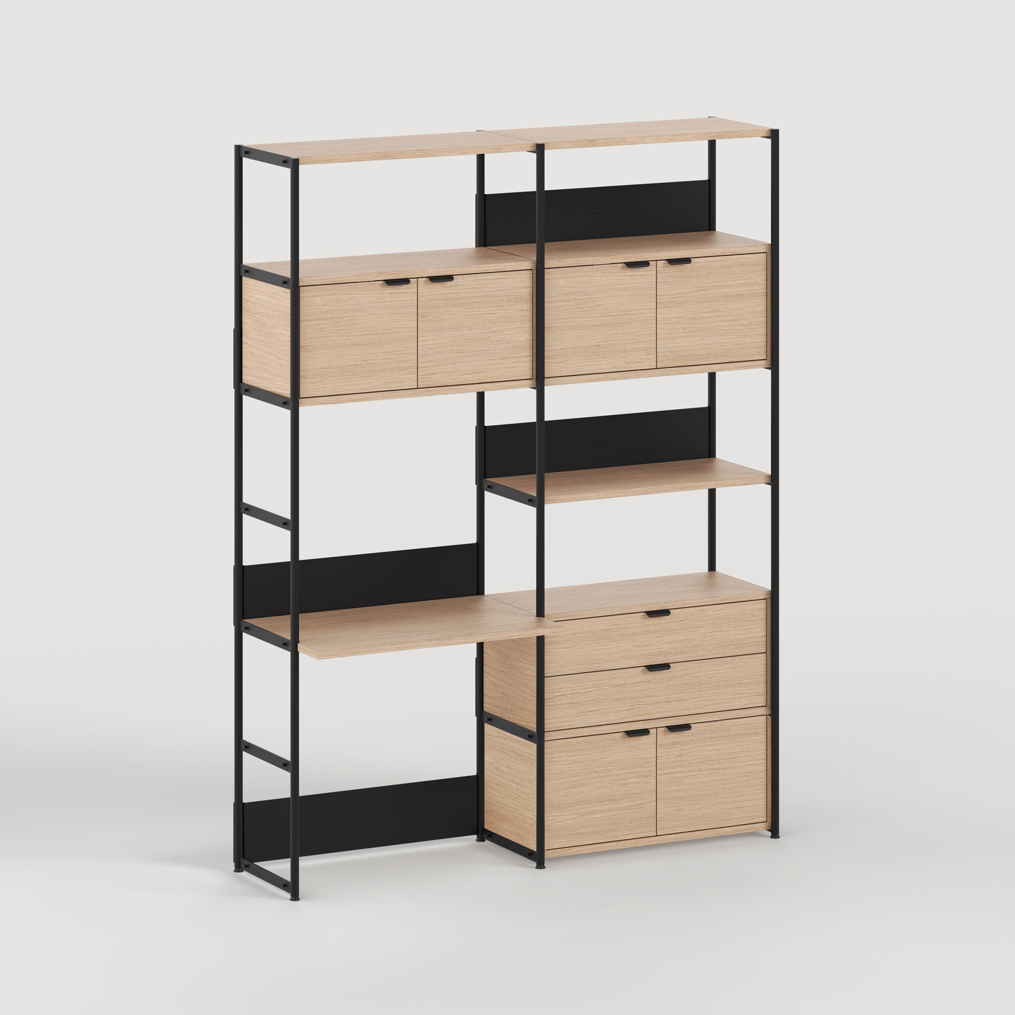 TIPTOE UNIT desk shelf - H180 to 215 x W164cm - eco-certified wood