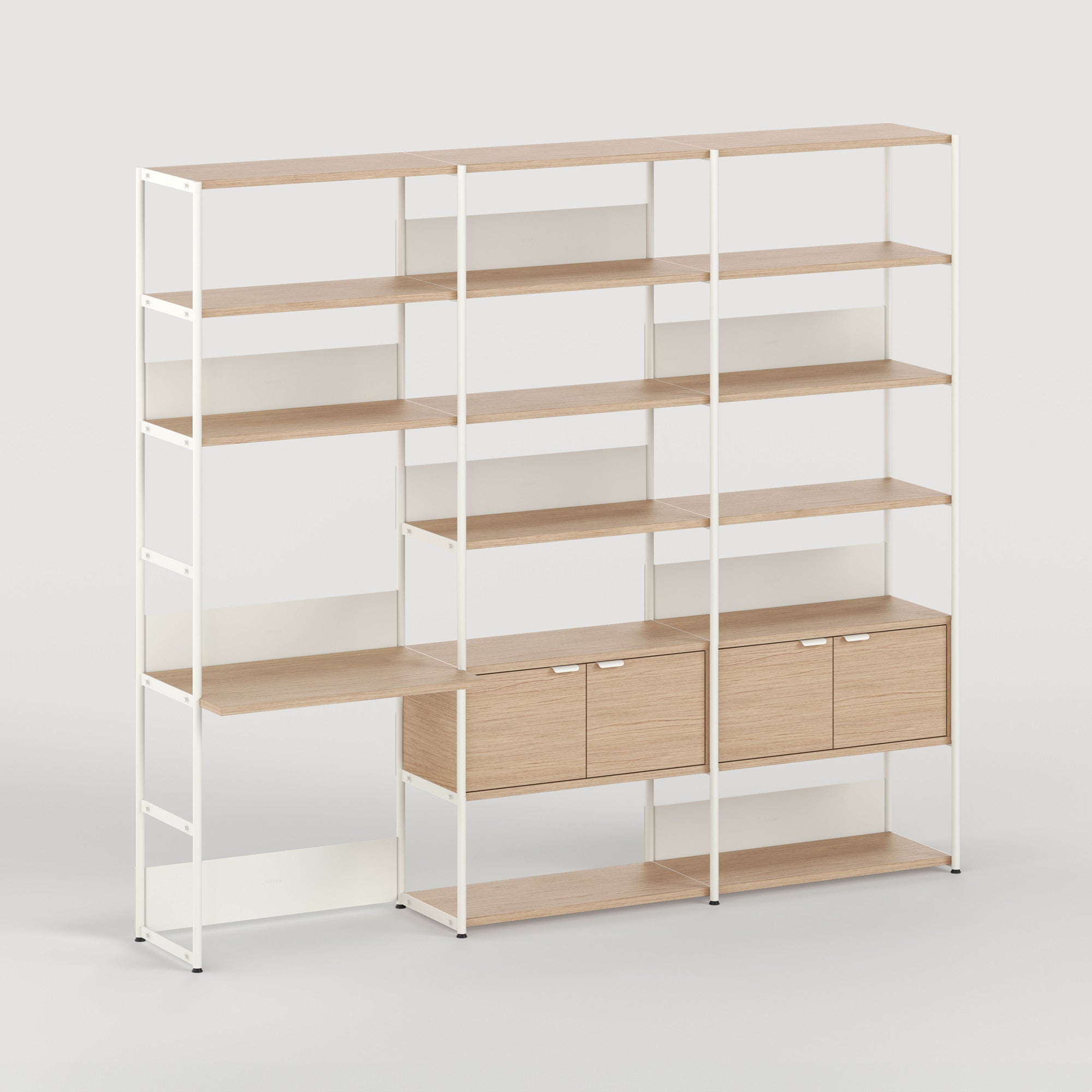 TIPTOE UNIT desk shelf - H180 to 215 x W244cm - eco-certified wood