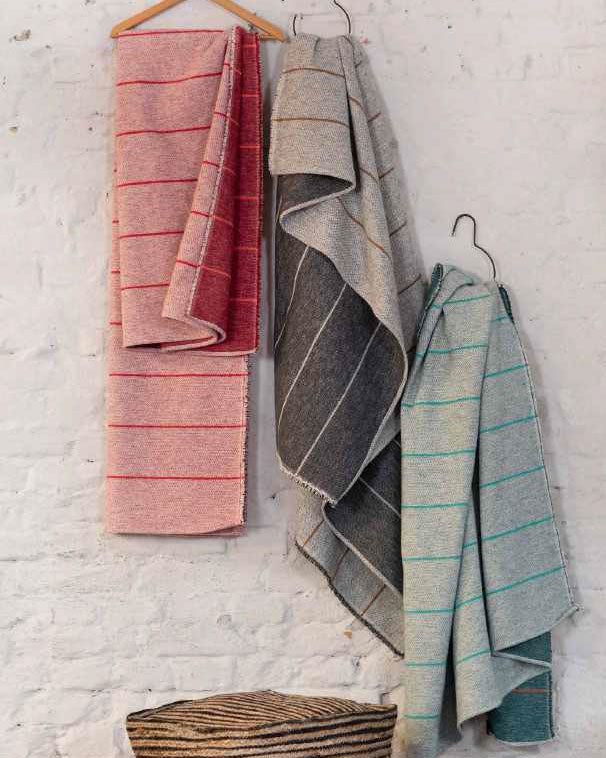 David Fussenegger Luca Cotton Throw - Stipes/Structured - Reversible