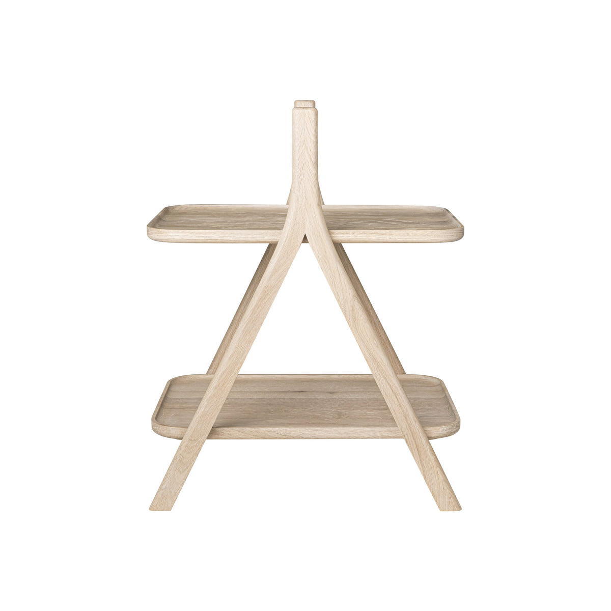 Blomus Eta Oak Side Table with Carrying Handle - 2-Tier Natural Solid Wood - Natural Oak