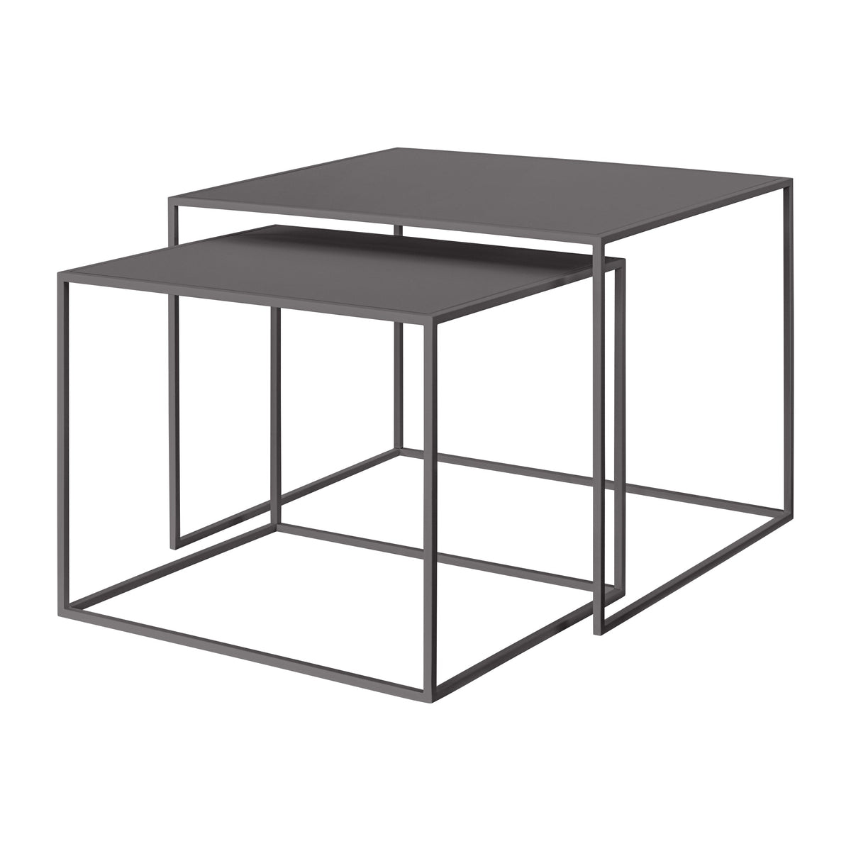 Blomus Fera Modern Steel Nesting Tables - Rectangular Geometric Industrial Style - Set of 2 - Steel Gray