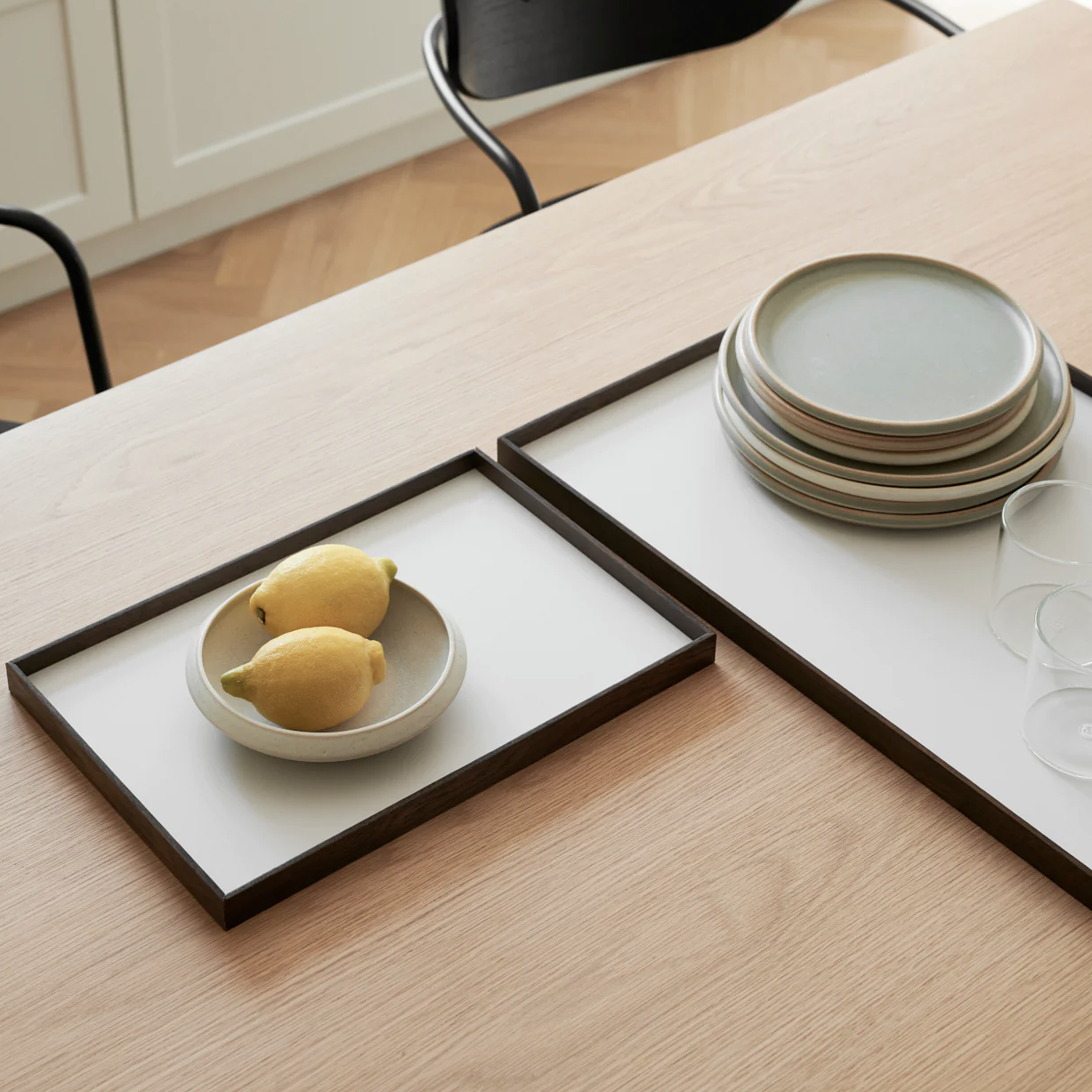 Gejst Frame tray large, smoked oak/beige