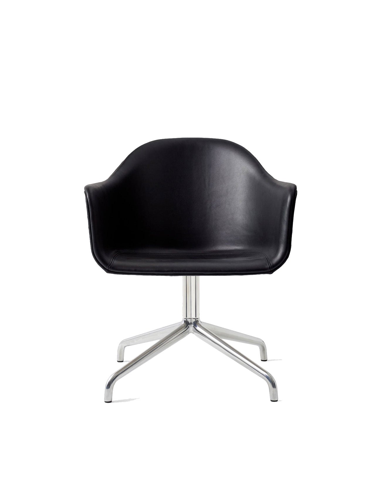 Audo Harbour Arm Chair, Dining Height, Polished Aluminum Star Base w/Swivel, Upholstered