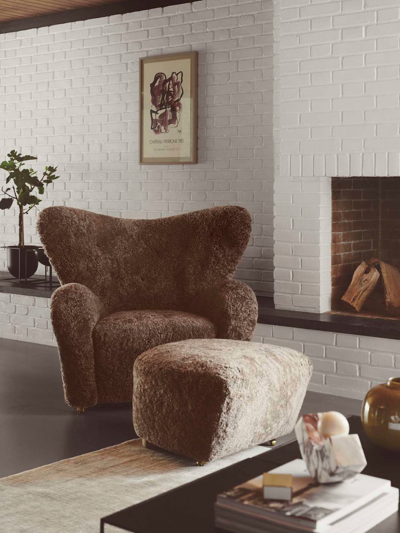 Audo Tired Man Ottoman, Sheepskin