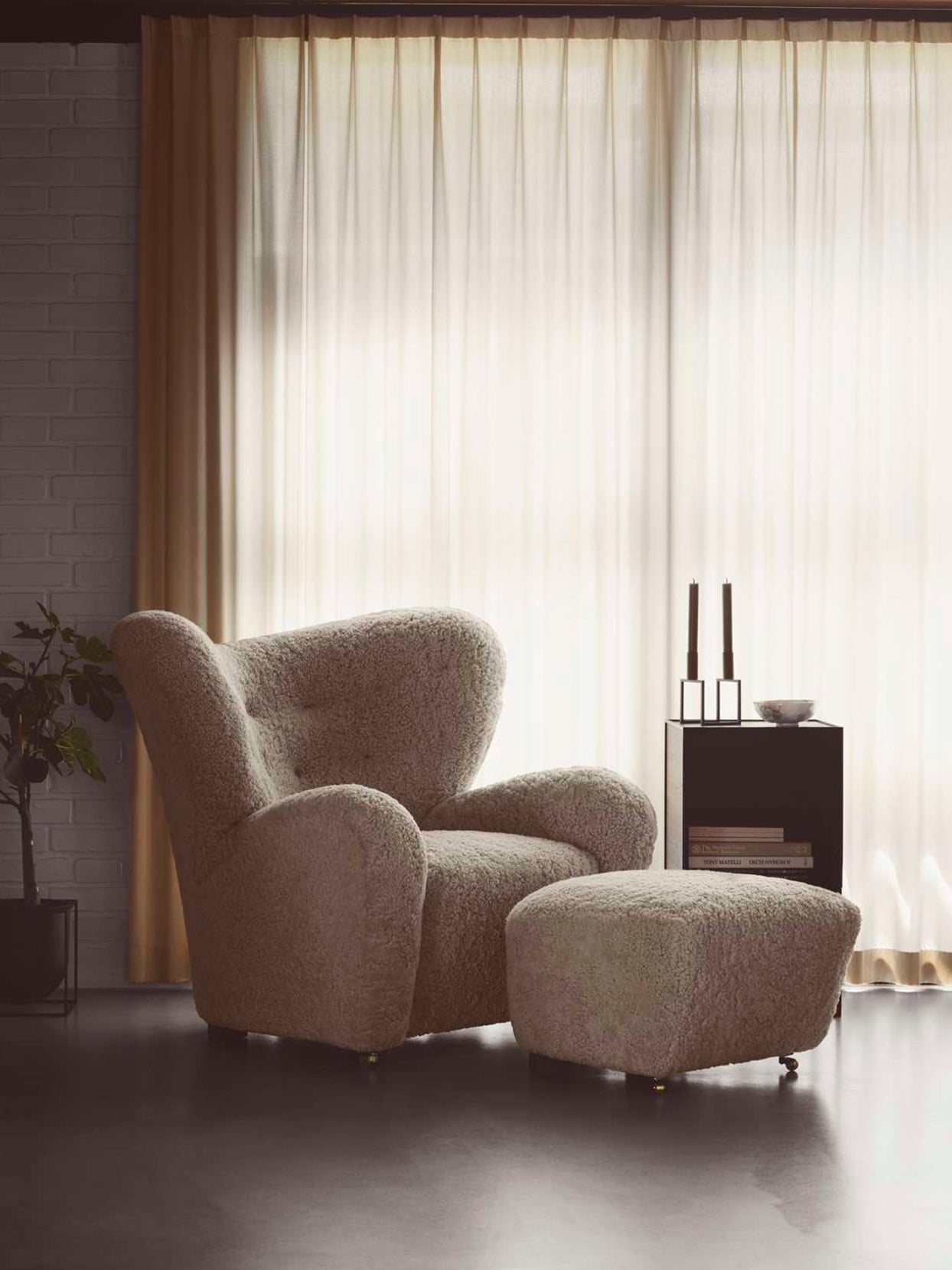 Audo Tired Man Ottoman, Sheepskin