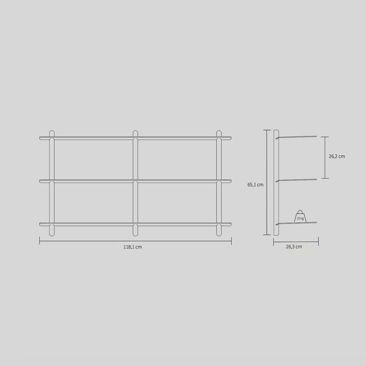 Gejst Nivo Shelf Large D - black ash/ black